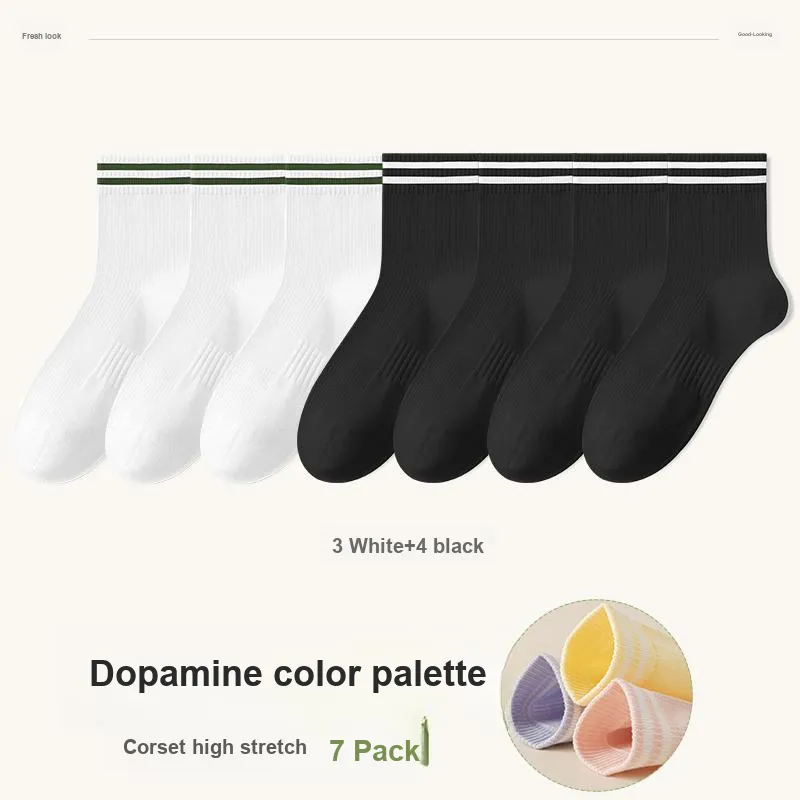 7 SEVFUN Mid Calf Socks Women's Combo Set-23