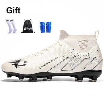TriVict Win A Hundred Battles And Win A Hundred Victories. Soccer Shoes Unisex Mid Top White/Pink/Aqua/Blue