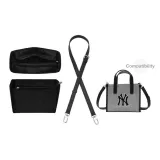 [Compatibility MLB Small Tote]Black Flannelette Liner+Black 1.8cm Wide Cross Grain Silver-Tone Buckle 90-120cm