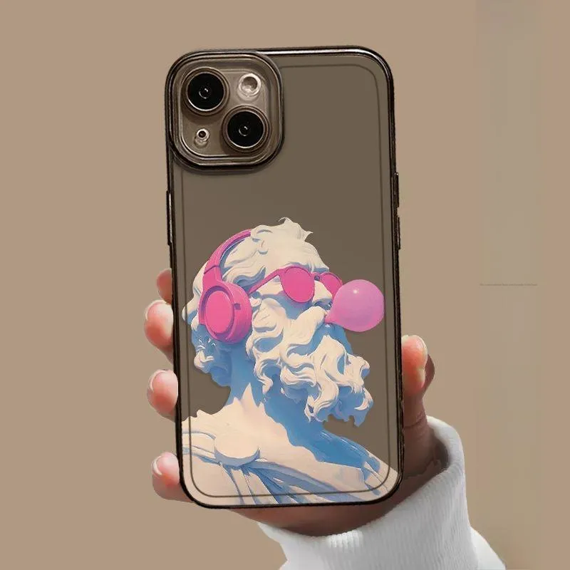 LONGYUGU Silicone Material Artistic Creative Socrates Phone Case Compatible With Apple 11/12/13/14/15/16/plus/pro/proma-3