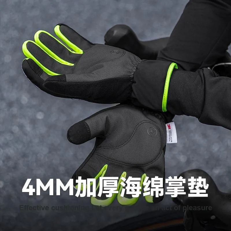 ROCKBROS Riding Equipment Glove Outdoor Unisex Polyester Black & Neon Green-3