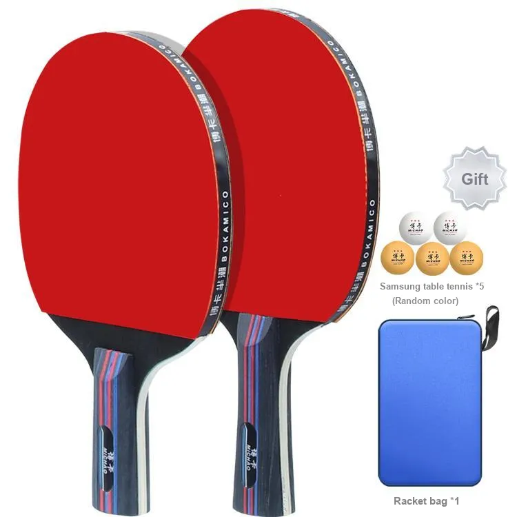 BO KA Ping Pong Paddles Unisex All Wood Black Red Double Beat-6