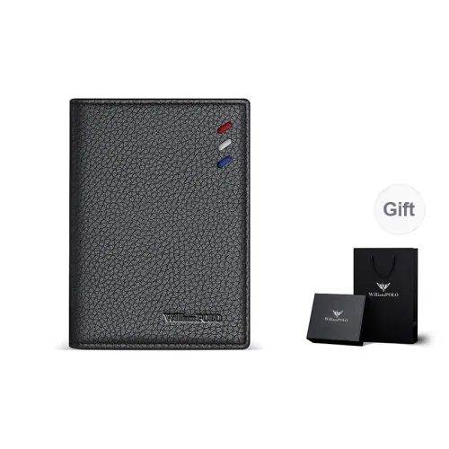 WilliamPOLO Top Grain Cow Leather Card Holder With Leather Case Regular Men's Black/Coffee