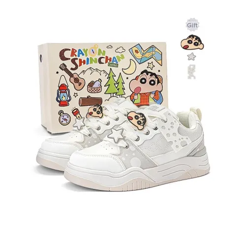 Crayon Shinchan Износостойкий Легкий Дышащий И Без нижнего слоя. Низкий Топ Кроссовки для скейтбординга Унисекс Ванильный Экрю Коробка