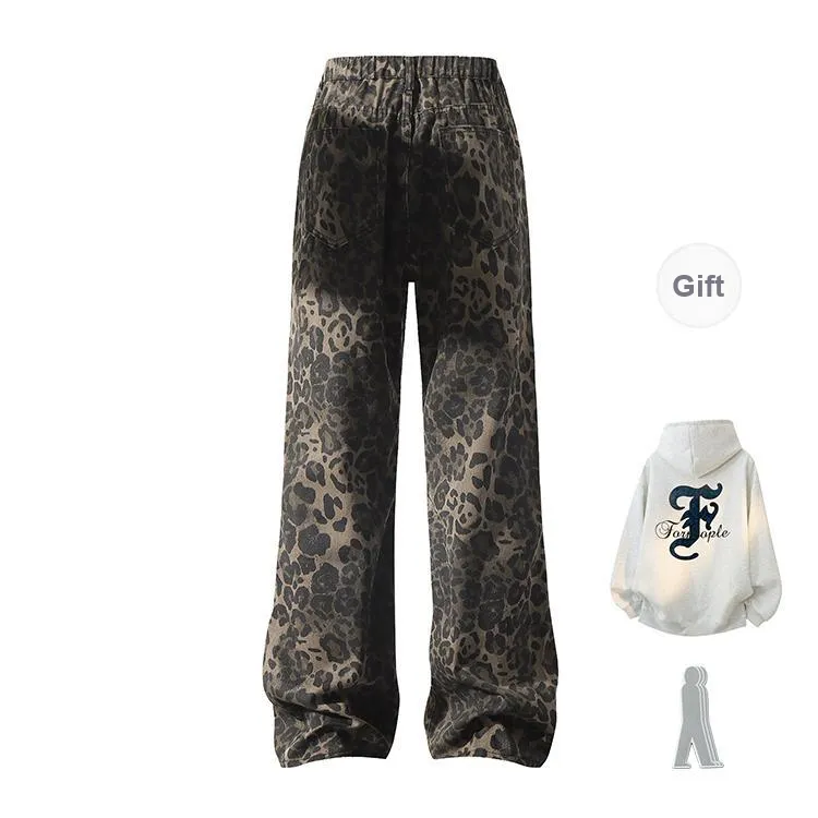 FAX FOR FMACM Jeans Unisex Black Leopard Print-9