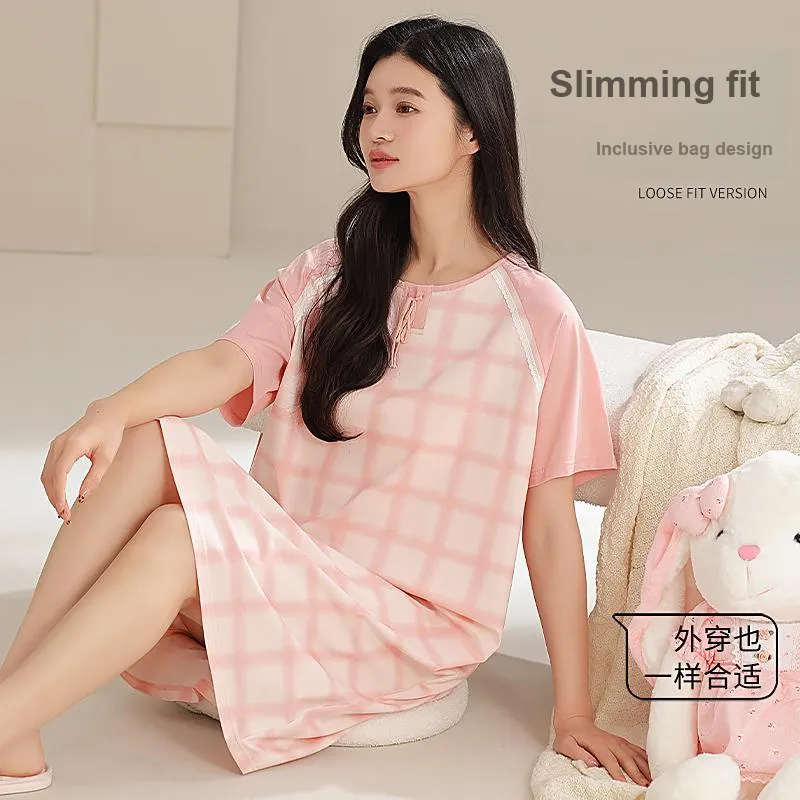 XIAFENYAN Nightgown Women's Pink-3