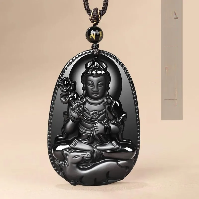 Stone On The Line Natural Obsidian Pendants Unisex-16