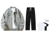 Clothing Sets (Vintage Blue Top (without Hood)+Black Pants) (Includes Short-Sleeved Shirt)