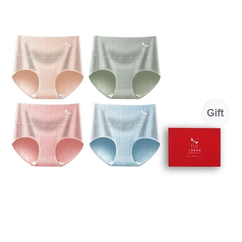 RED DRAGONFLY Cotton Panties Women's 4 Pack Gift Box Set-11