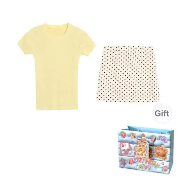 REMOULD Skirt Set Women's Yellow Top+Polka Dot Skirt