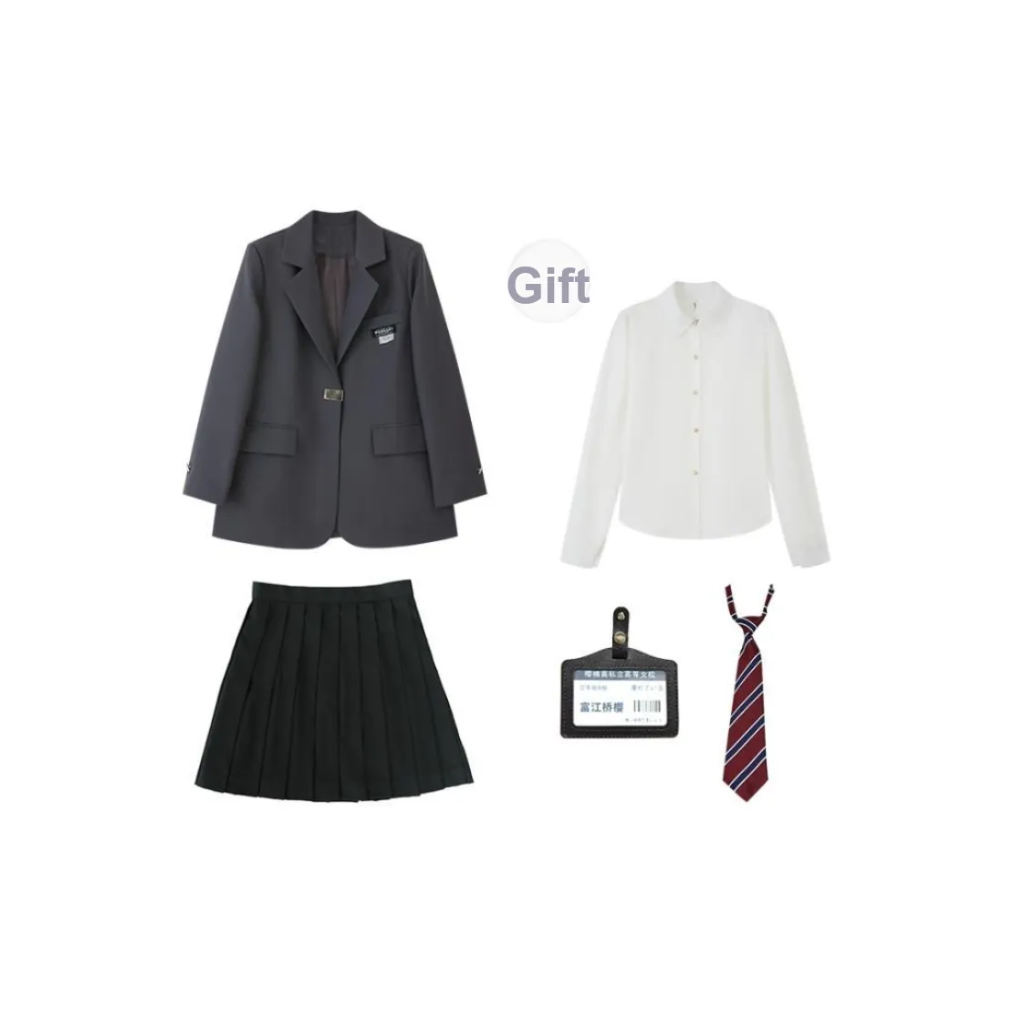 YuChaJia Uniforms Women's Set Gray Business Suit+Skirt
