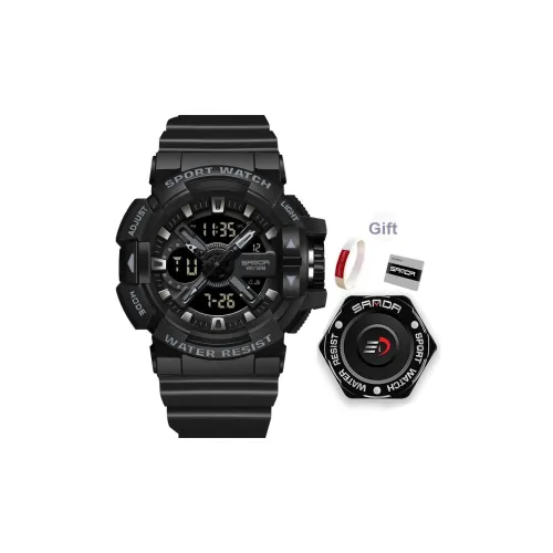 Sanda Кварцевый механизм ремешок из TPU черный циферблат мужские часы