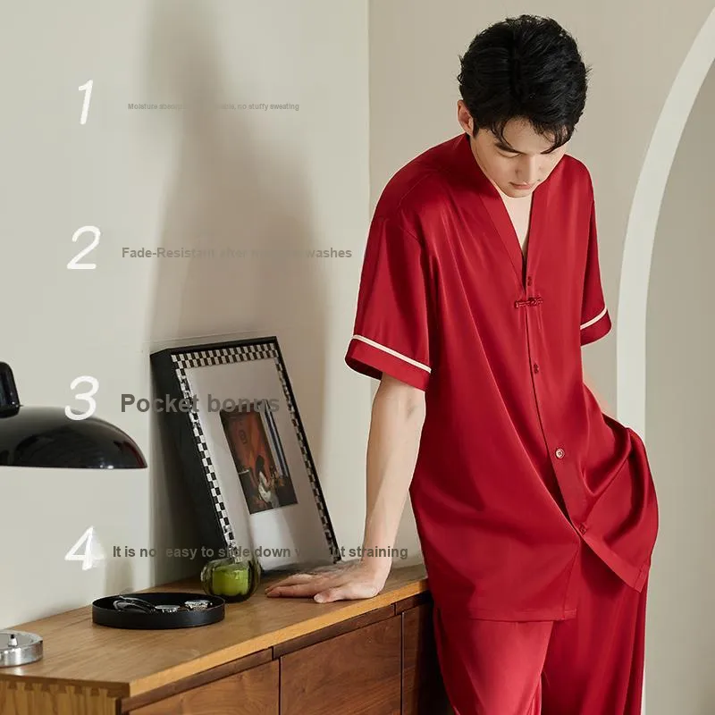 Xuan Liang Pajama Set Men's Gift Box Set Maroon-2