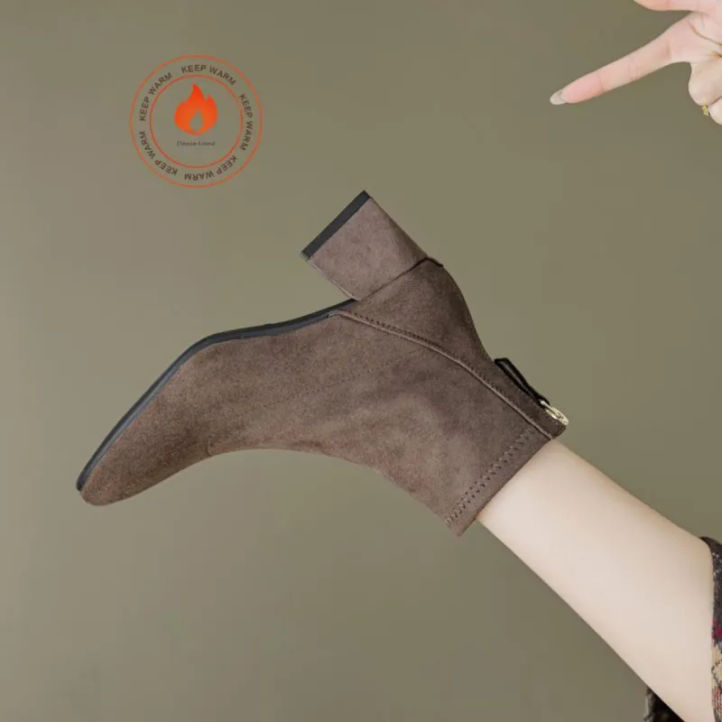 【dme】 Ankle Boots 5cm Women's Coffee-1