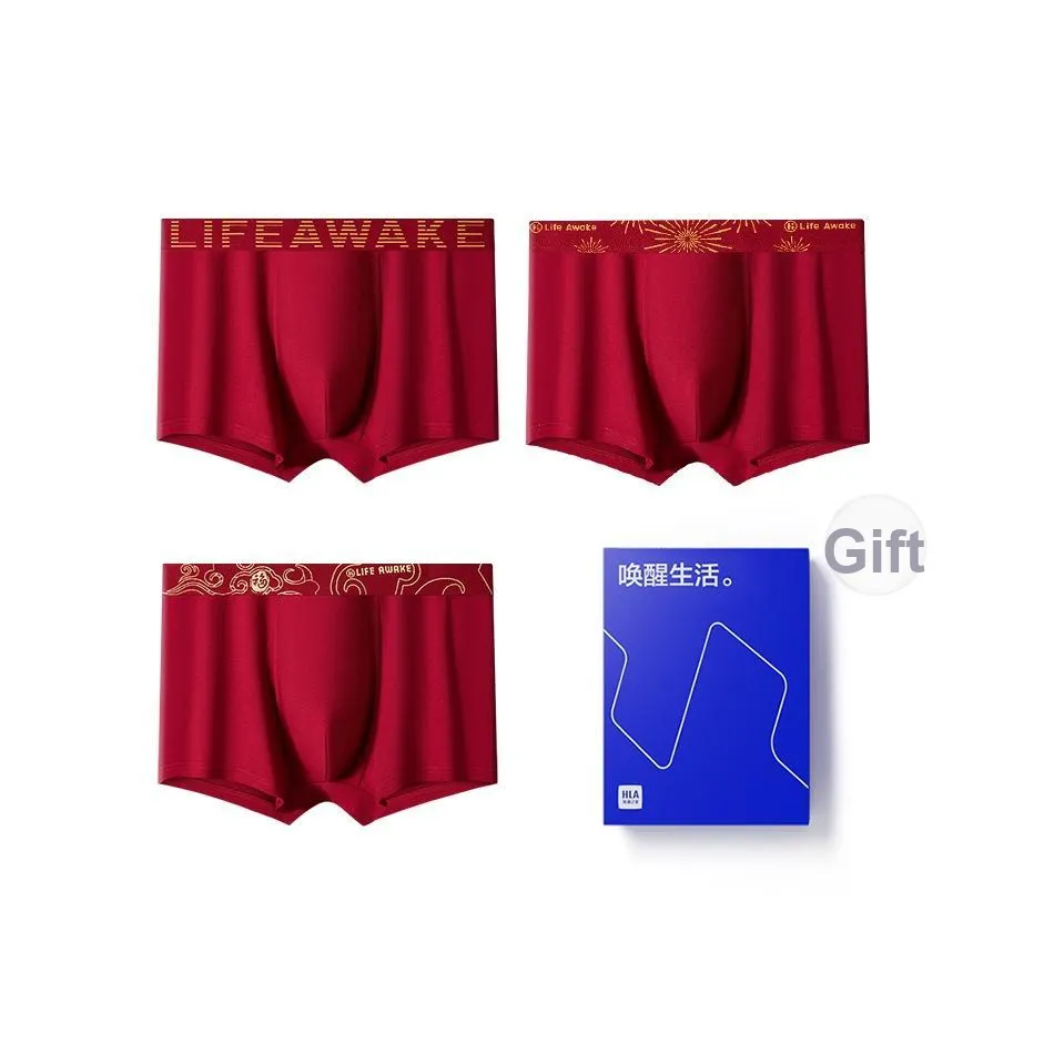 HLA Нижнее белье Подарочная коробка Men's Box 3 упаковки красного цвета
