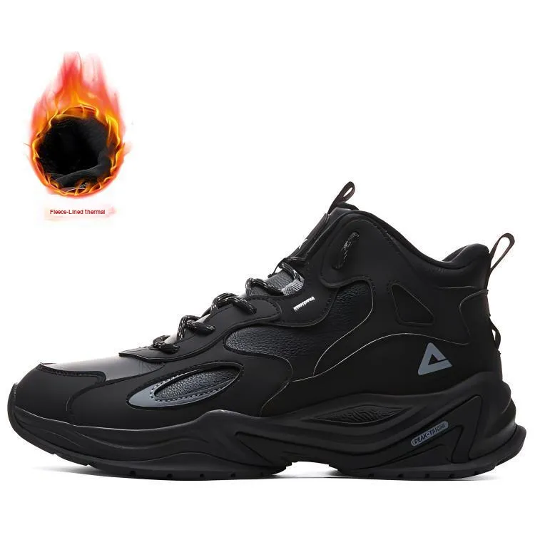 PEAK Star Stone Skateboard Shoes Men High Top Black-1