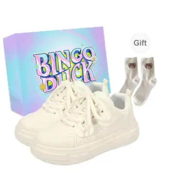 BINGO DUCK Slip Resistant Low Top Skateboard Shoes Women's White