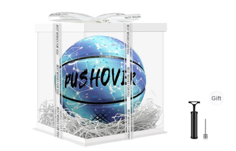 PUSHOVER PU Basketball Blue Tie Dye Size 7 Glow In The Dark Unisex-1