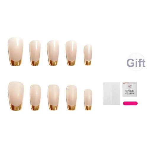 JIABITU Золотая окантовка Съемный стиль False Nail Короткий LADDER Однотонный Телесный Новый китайский стиль 14mm