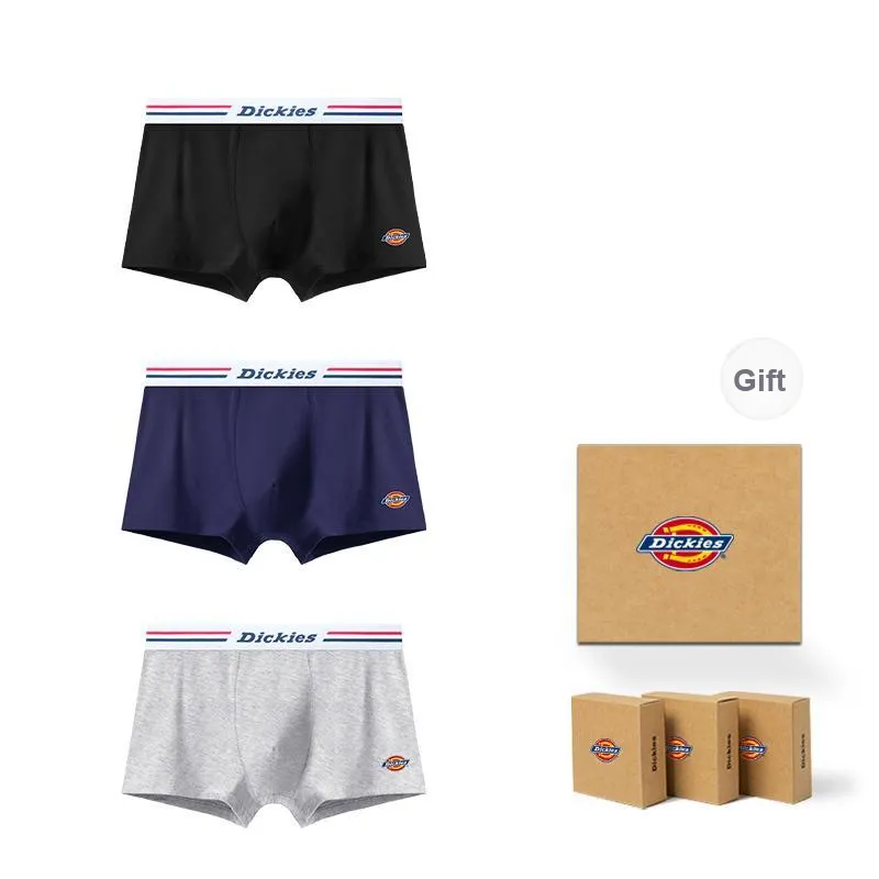 Dickies Underpants Men's Seamless Print LOGO Breathable Skin Friendly Sports Square Panty Gift Box Combo Set-6