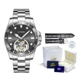 Black Case Black Dial Steel Band+Ecru Box+Leather Strap