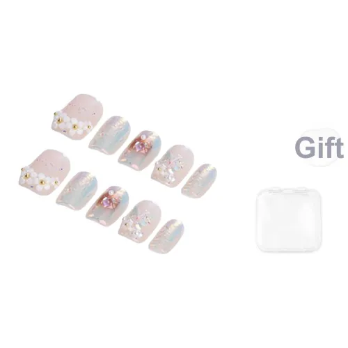 Fanze Ручной инструмент для ногтей Весна Минималистский стиль Укороченный False Nail Короткий LADDER Розовый Смудж 20мм