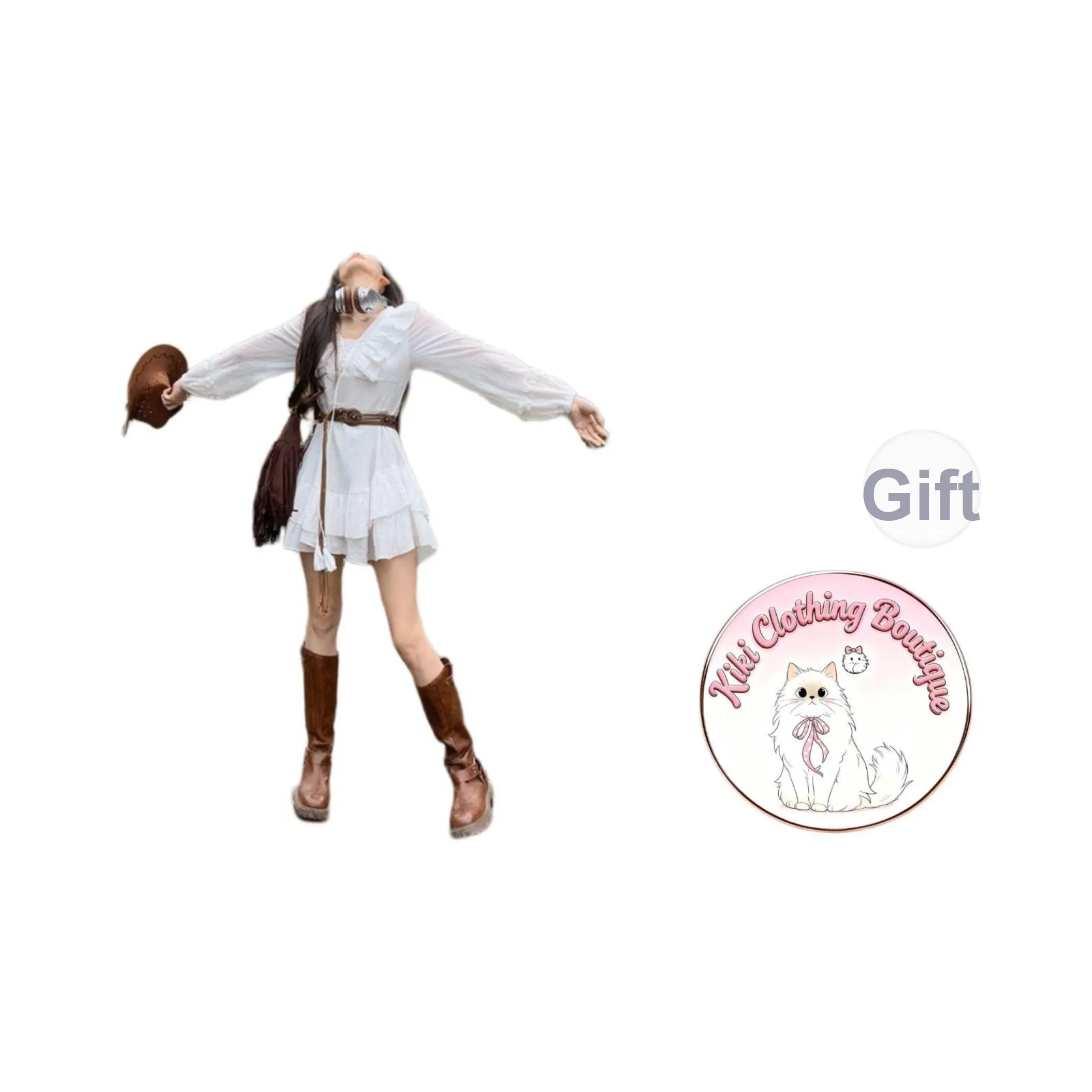 Kiki Clothing Boutique Длинное платье с длинными рукавами женское