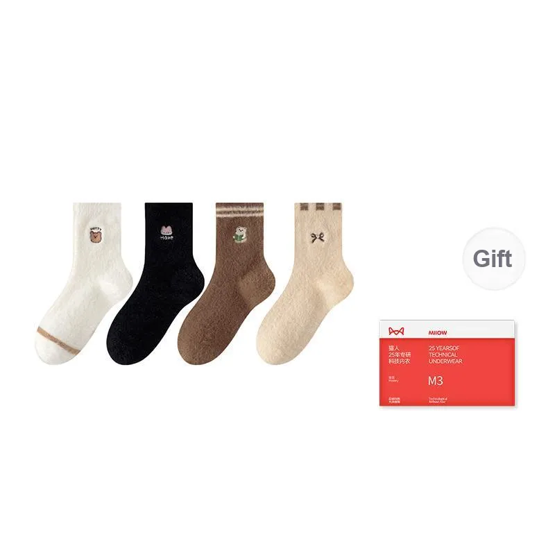 MIIOW Trend Party Series Mid Calf Socks Women's Shopping Bag 4 Pack-4