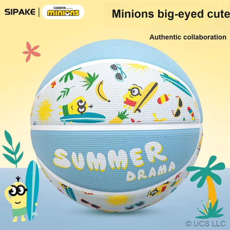 SIPAKESPORT x MINIONS Rubber Basketball Blue White Size 4 5 Size Training Unisex-4