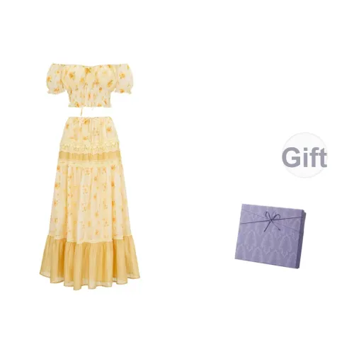 DITB Daisy Желтый Без бретелей Топ+юбка Женские Комплекты с юбкой