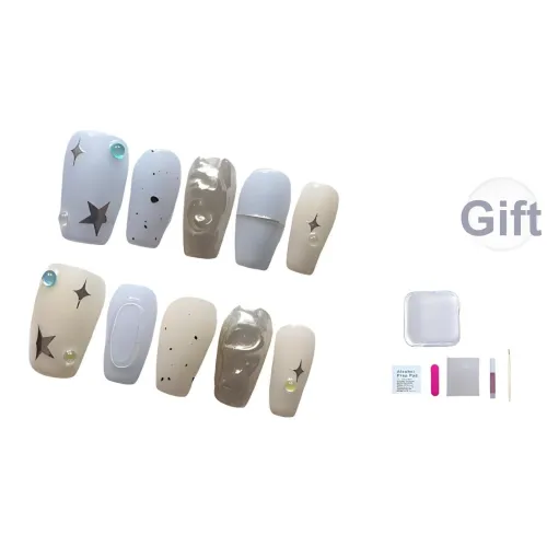 A Few More Cute Ракушечно-синий Attack False Nail Средний LADDER Бежевый Белый Jump Color Instagram Style