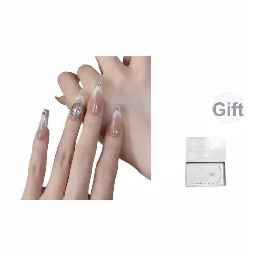 K'APEINE Qingpingle Handcrafted False Nail Art MID Длина (размер в длину) Трапеция Серебряный Градиентный Французский