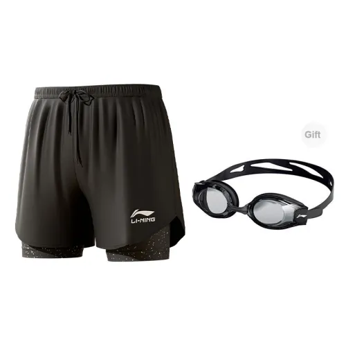 LINING Swimming Shorts Men Black Swim Shorts With Giveaways