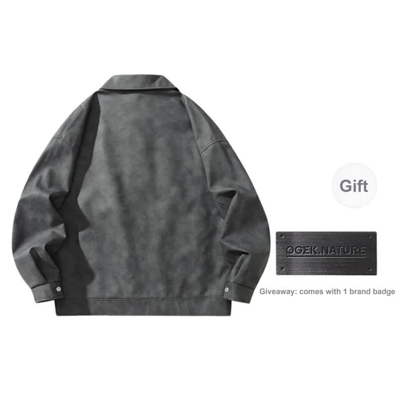OGEK Leather Jacket Unisex Dark Gray-2