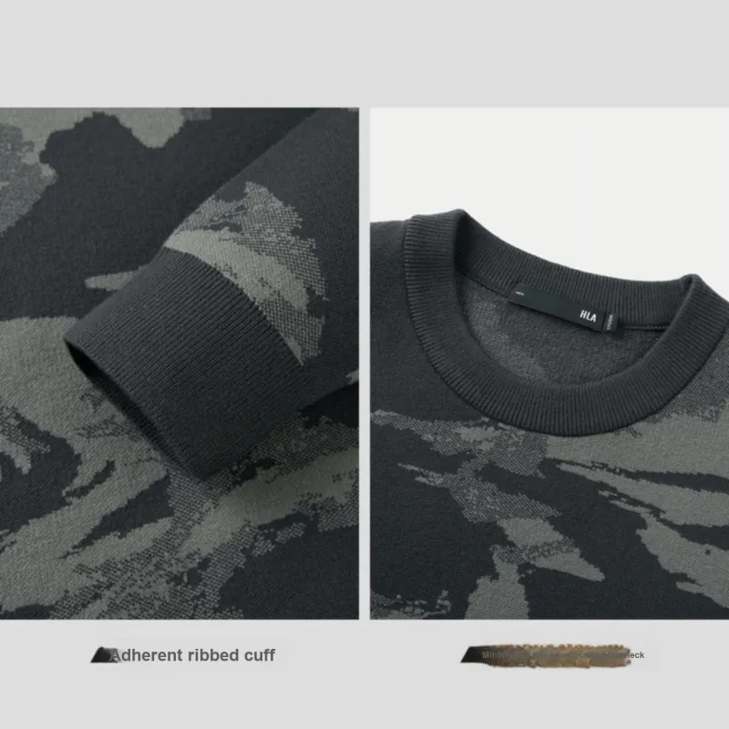 HLA Runway Same Style Crew Neck Pullover Jacquard Soft Knitwear Men's-5