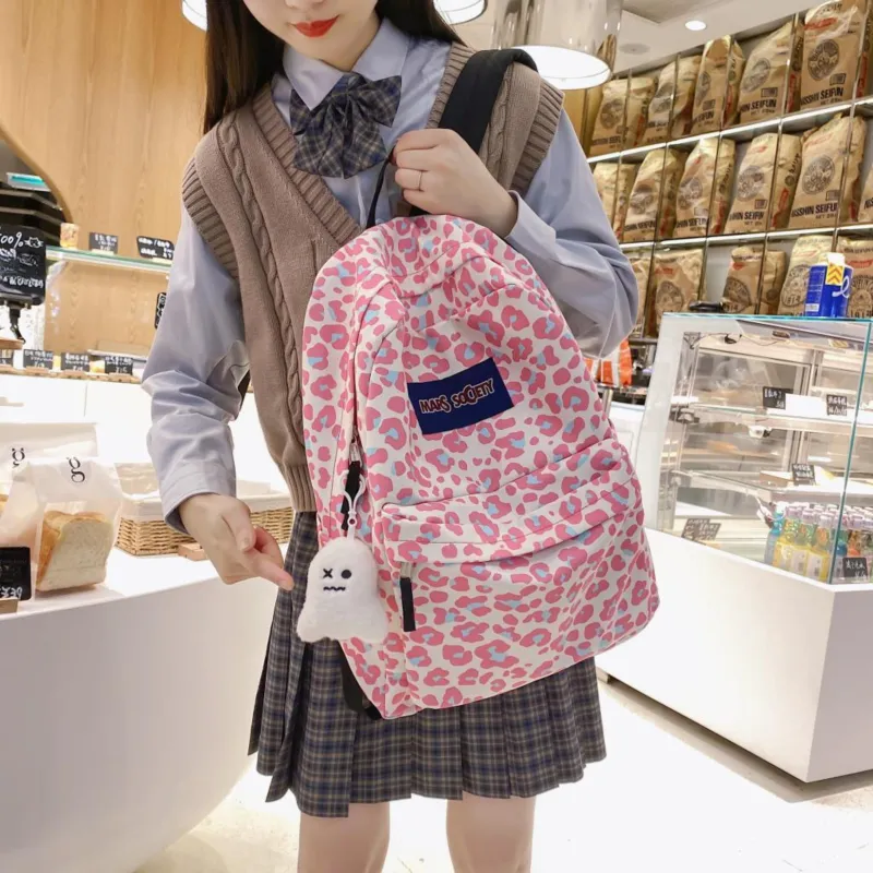 URBAN FOREST Nylon Backpack Unisex Pink/Blue/Black-3