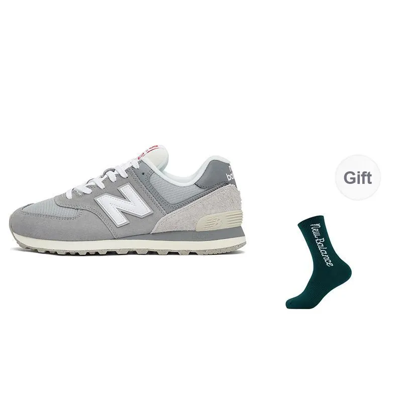 New Balance NB 574 Cushioning Anti Slip And Wear Resistant Low Top Casual Shoes Unisex Gray White