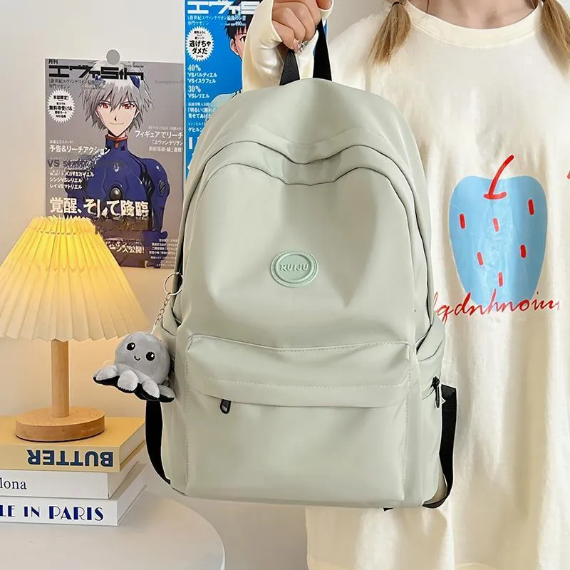 URBAN FOREST Nylon Backpack Unisex Light Green/Coffee/Black/White-4