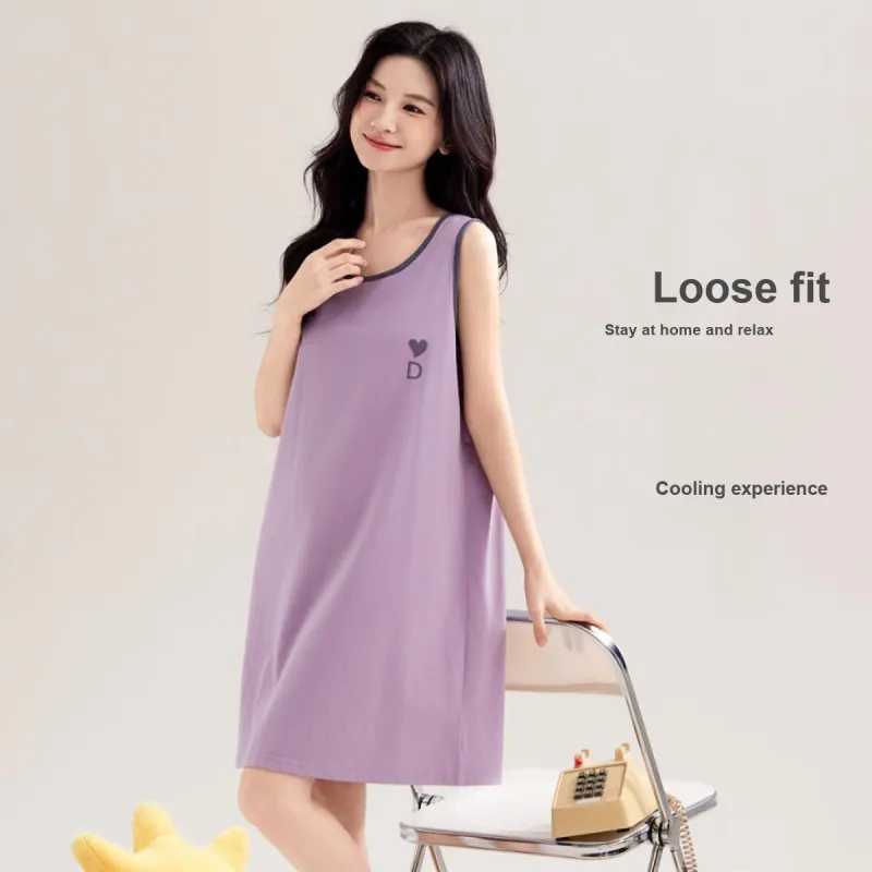 Urban Beauty Nightgown Classic Color Block Skin Friendly Breathable Women's-4
