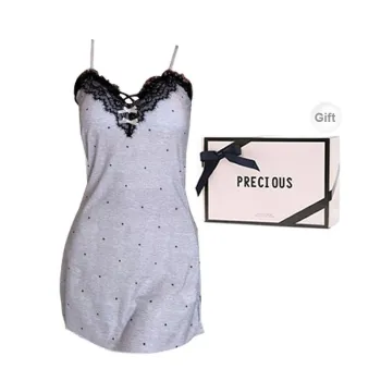 OEING Nightgown Women's Box Gray Polka Dot