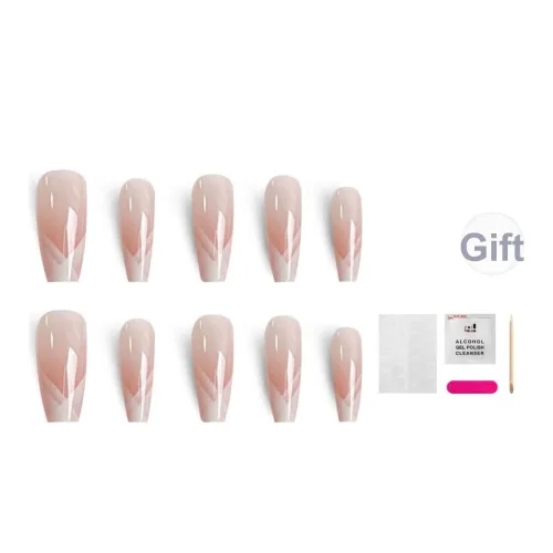 JIABITU Тройной Французский Съемный Стиль False Nail Трапециевидный Однотонный Jump Цвет Клетчатый 17мм