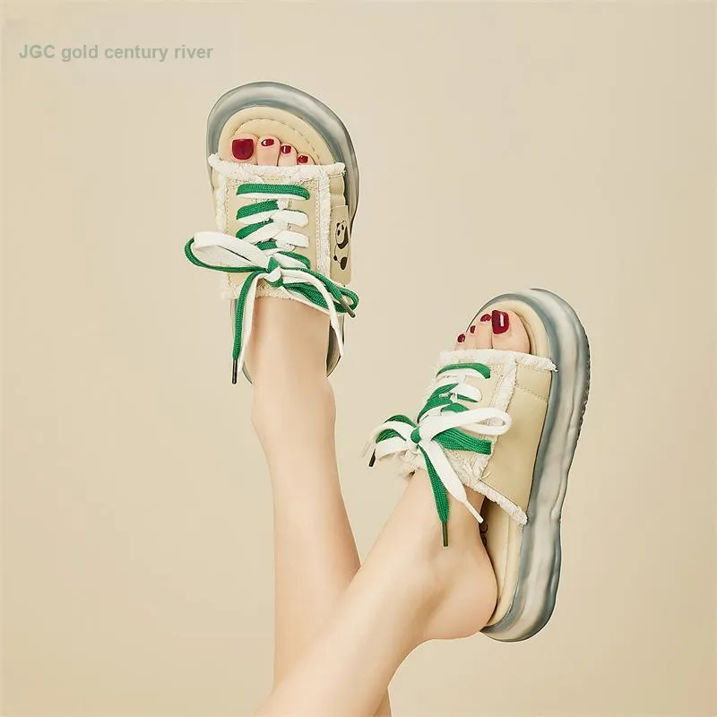 Jin Baichuan Leather Patchwork Odor Resistant Quick Dry Slide Slippers Women's-33