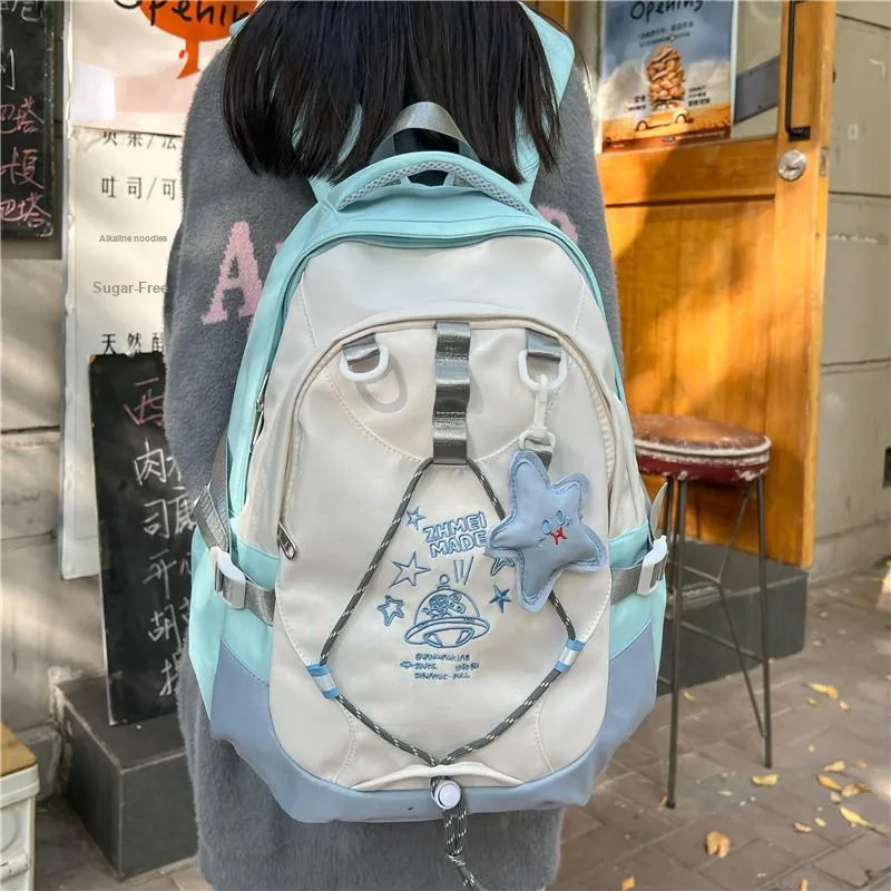 KAMLUI Nylon Fabric Backpack Unisex Multicolor-3