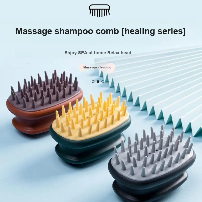 YUELEJI Airbag Massage Cleaning 2-in-1 Silicone Gel Nail Expert Head Spa Long Comb Massage Comb Shampoo Brush-2