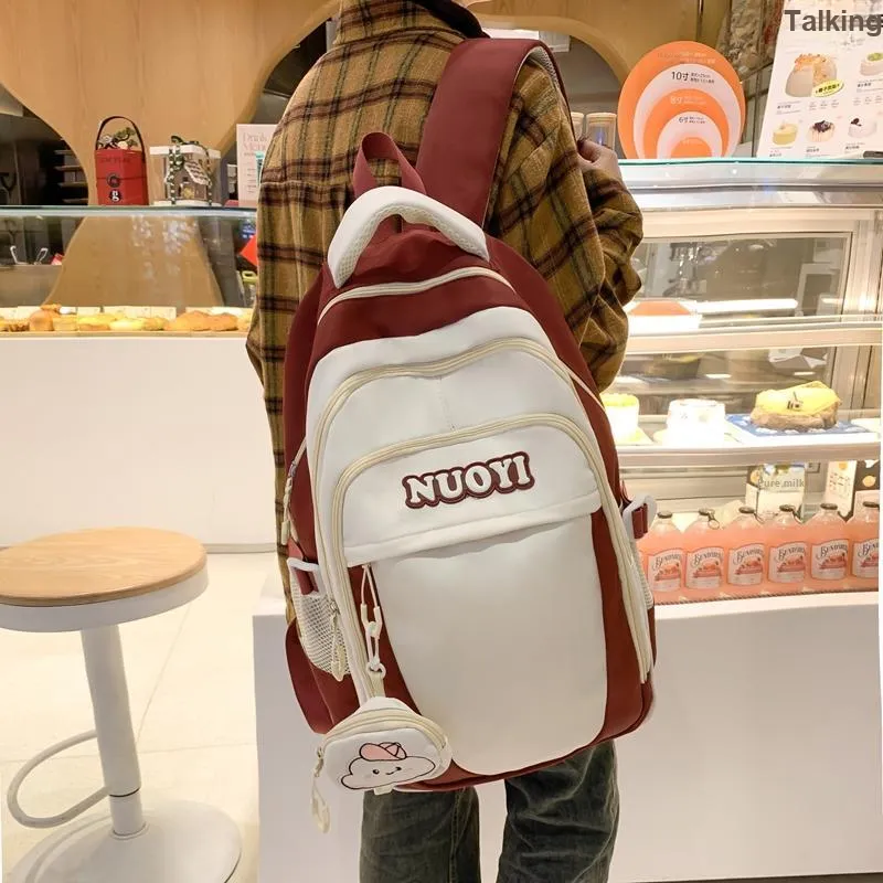 KAKAXI Nylon Backpack Unisex Black/Red/Purple/Coffee/Green-5