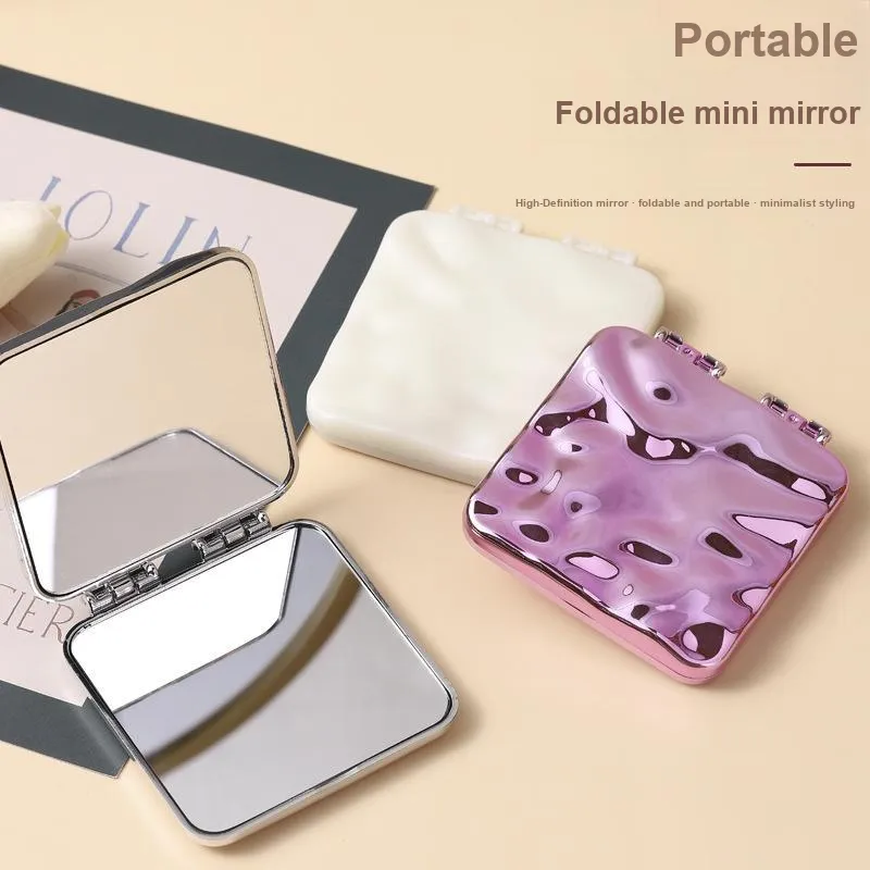 LIANXIANGKE Electroplated Portable Mini Handheld Double Sided Foldable Mirror-4