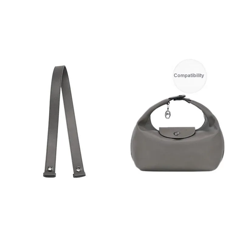 Ingenuity Handmade Cow Leather Bag Strap Women's Black Elephant Gray-4