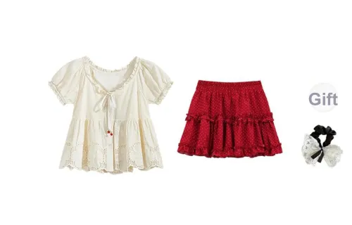 XUZINAI Two Piece Skirt Sets Women's Image Color Two Piece Set+Hair Tie Comes With