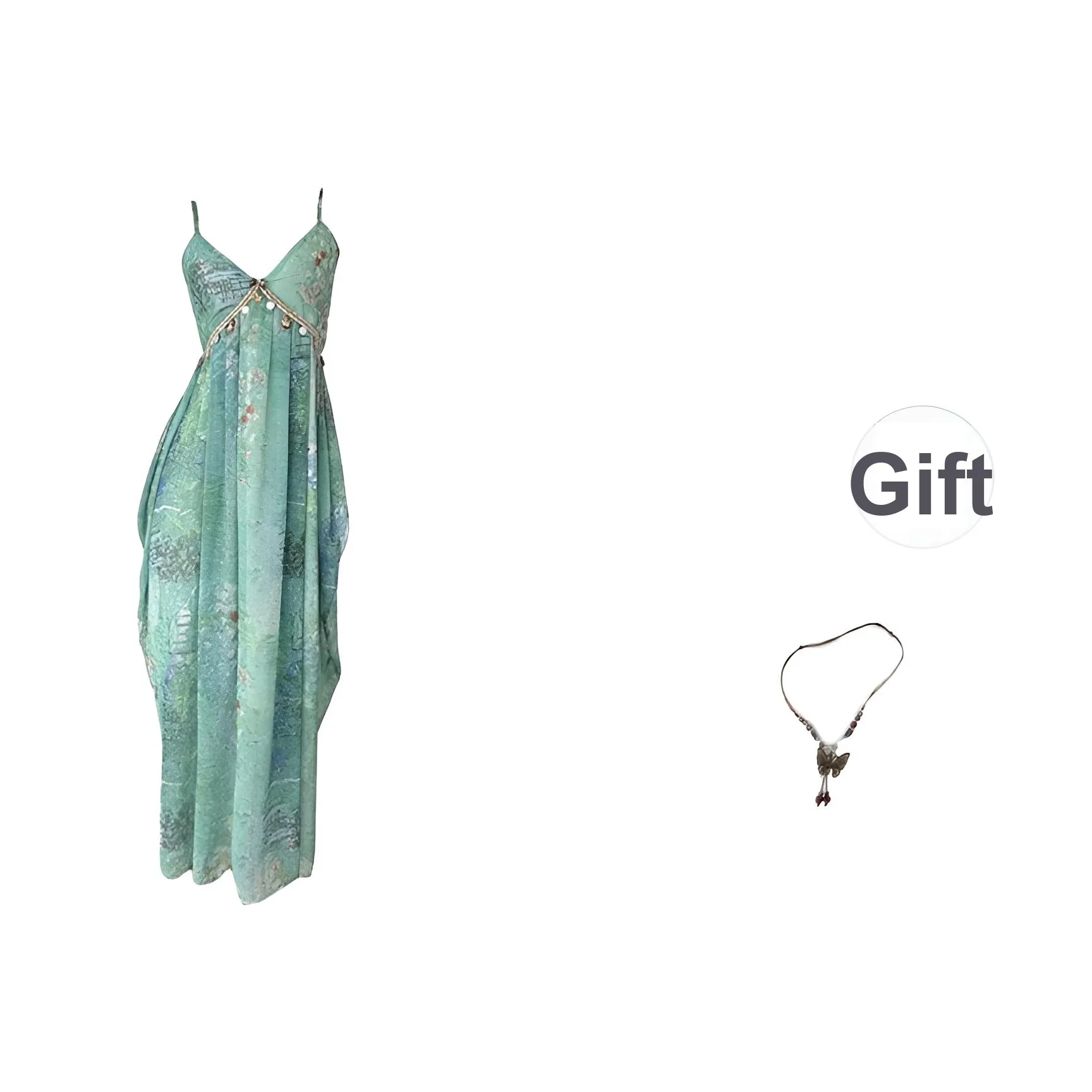 BIFH Зеленое платье + ожерелье женские слиплатья