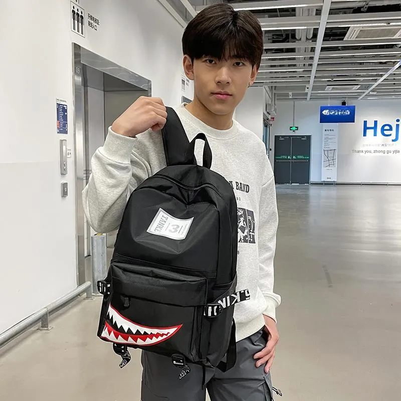 Dusen Kangaroo Nylon Backpack Regular Unisex White/Gray/Black/Army Green/Dark Blue-13